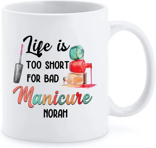 Miniatura 13 de Taza de cerámica Best Nail Tech Ever – Taza de cerámica personalizada con nombre de manicurista para compañero de trabajo – Nuevos regalos