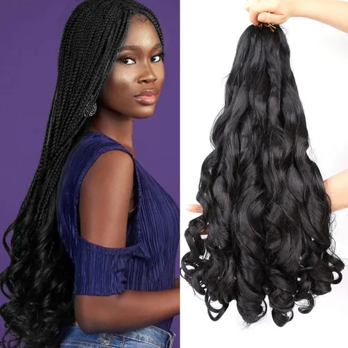 Miniatura 23 de Cabello rizado francés para trenzar de 12 pulgadas, 8 paquetes de cabello rizado preestirado para trenzas de caja, rizos franceses, trenzas