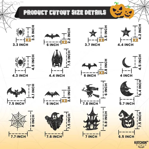Miniatura 2 de KatchOn, Guirnalda de Halloween negra con purpurina, enorme, paquete de 10 unidades, guirnalda de decoración de fiesta de Halloween con recortes