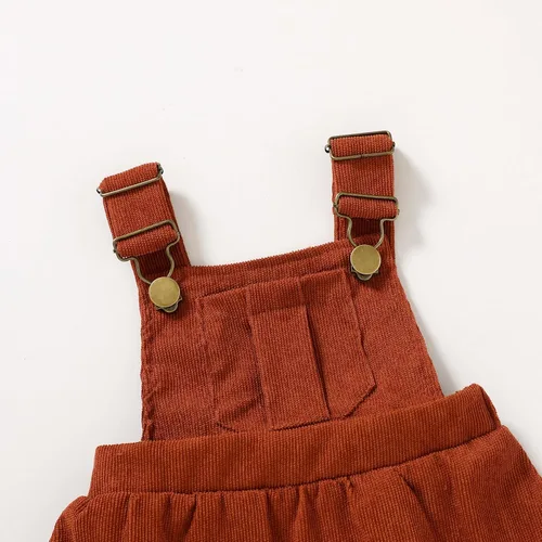Miniatura 5 de YOUNGER TREE Conjunto de ropa de manga larga a rayas y tirantes para bebé niña con un bolsillo