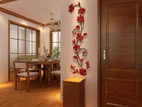 Miniatura 4 de Murales de pared de flores de ratán 3D para sala de estar, dormitorio, sofá, telón de fondo de televisión, calcomanías originales, regalo