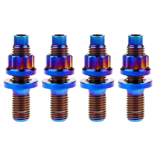 Miniatura 21 de Tornillo de titanio M8 M10x45 54 55 2.559 in paso 1.25 Kit de pernos de escape automotriz Kit tornillos, tuercas y arandelas Kit de 4 piezas
