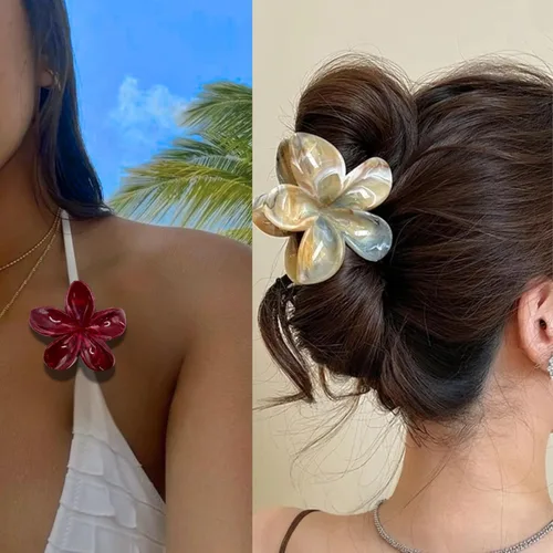 Miniatura 3 de Pinzas de pelo con flores para mujeres y niñas, de pelo grueso a fino, grandes y bonitas, pinzas de garra antideslizantes, accesorios decorativos