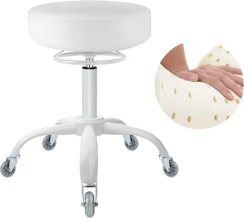 Miniatura 9 de Taburete rodante con ruedas, capacidad de peso de 400 libras, silla de pestañas resistente ajustable para tatuajes, laboratorio, masaje, spa, Negro