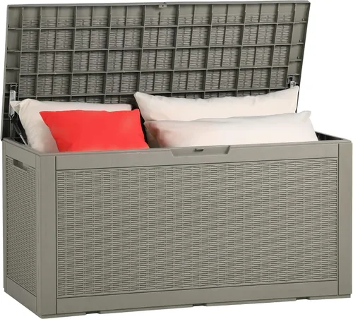 Miniatura 53 de YITAHOME Caja grande de resina de 100 galones, cajas de almacenamiento al aire libre para muebles de patio, cojines de exterior, herramientas