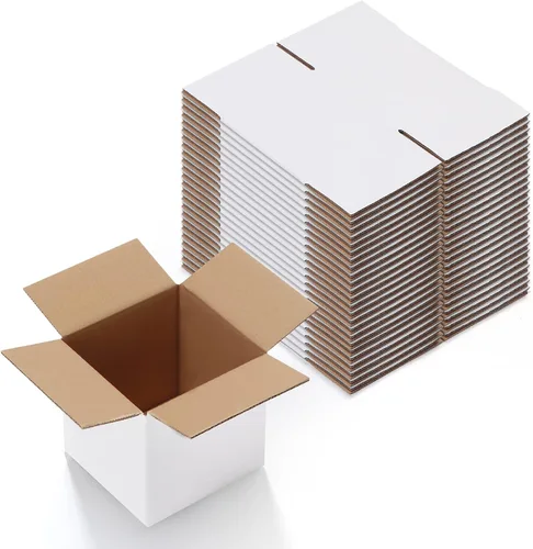 Miniatura 16 de Calenzana Juego de 40 Cajas de Envío 8x6x6, Caja de Cartón Corrugado Blanco para Envío, Embalaje de Regalos, Pequeña Empresa