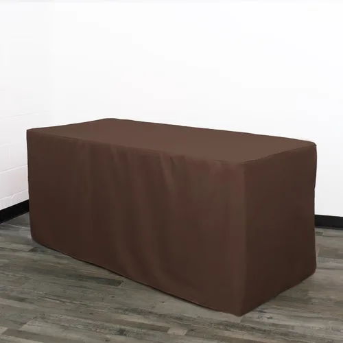 YOUR CHAIR COVERS Mantel ajustable color marrón chocolate – Mantel rectangular de poliéster ajustable de 6 pies, mesa de buffet para interiores y