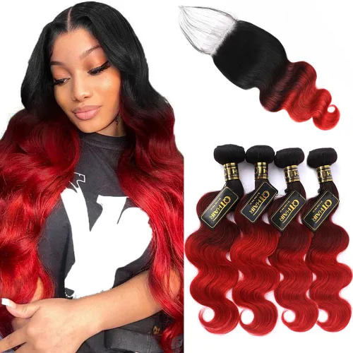 Miniatura 35 de QTHAIR Extensiones de cabello humano brasileño ondulado de grado 18A #613 con cierre de encaje HD 4x4