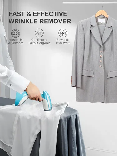 Miniatura 3 de Reemix Vaporizador para Ropa, Diseño Plegable de Mano, Removedor de Arrugas para Ropa, Vapor Penetrante Fuerte de 20g/min, Calentamiento Rápido