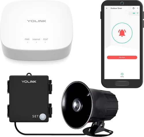 Miniatura 17 de YoLink Kit de sirena de seguridad para exteriores y controlador de alarma inteligente: 110 dB, inalámbrico, alimentado por batería, alcance de 1/4