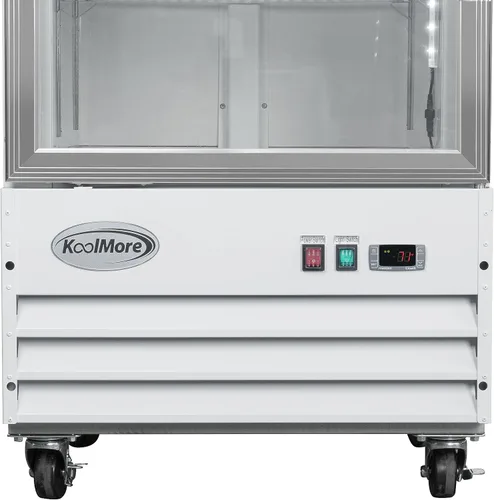 Miniatura 10 de KoolMore 66 cm. Refrigerador vertical comercial para exhibición con una puerta de vidrio blanco - 9 pies cúbicos (MDF-1GD-9C-WH)