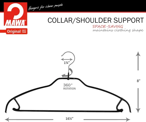 Miniatura 4 de Mawa by Reston Lloyd Silhouette - Percha de camisa antideslizante que ahorra espacio con barra para pantalones y ganchos para falda, estilo 42/FTU