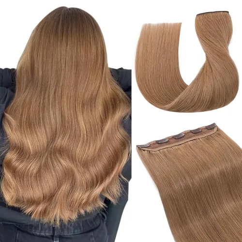 Miniatura 22 de Extensiones de cabello con clip, cabello humano Remy, extensiones de cabello largo lacio de una pieza con 5 clips, con gancho para colgar