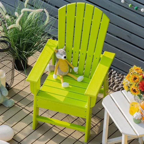 Miniatura 4 de Giantex Silla Adirondack para Niños, Silla de Patio de Césped de HDPE con Respaldo Ergonómico para Terraza, Porche, Patio Trasero, Junto a
