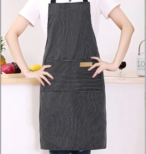 Miniatura 6 de DILLMAN Delantales de Cocina Ajustables - Delantal de Babero para Hombres y Mujeres, Suave, de Chef, con Rayas y 2 Bolsillos Tiras Negras Estrechas