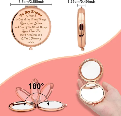 Miniatura 3 de Regalos de aliento de amistad, espejo de maquillaje compacto para mejor amiga, hermana del alma, regalos de cumpleaños, regalos de graduación