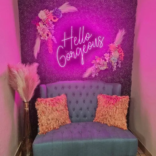 Miniatura 13 de Letrero de neón LED con texto en inglés «Hello Gorgeous LED», luz nocturna de neón para pared, fiesta de cumpleaños, boda, bar, club, decoración