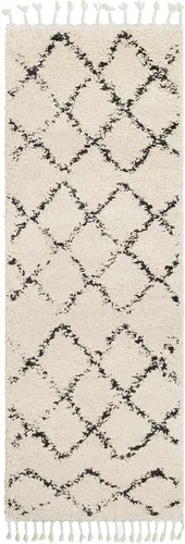 Miniatura 97 de Hauteloom, Duncans - Alfombra de estilo granja de pelo mullido para sala y dormitorio, con borlas - Beige, carbón, gris - 2 pies 7 pulgadas x 7 pies