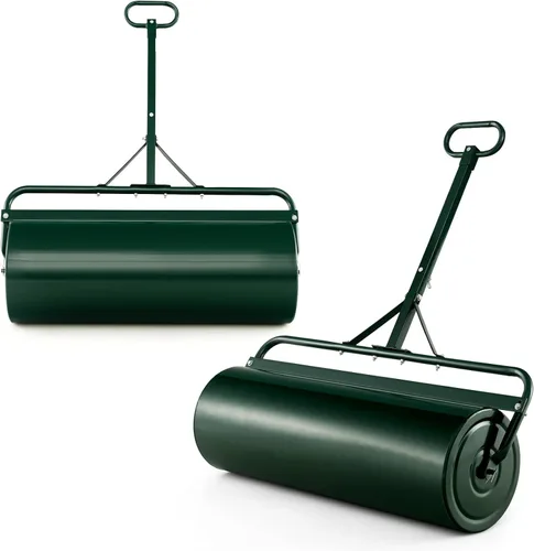 Miniatura 10 de Goplus Rodillo de césped de empuje/remolque, 17 galones/63L relleno de agua/arena con mango de agarre desmontable, 12 x 36 pulgadas, verde