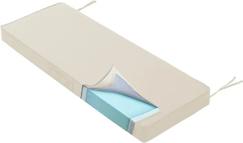 Miniatura 12 de Cojín de banco para exteriores, de espuma viscoelástica, de 4 pulgadas, impermeable, para muebles de patio, porche, columpio con asa y correa