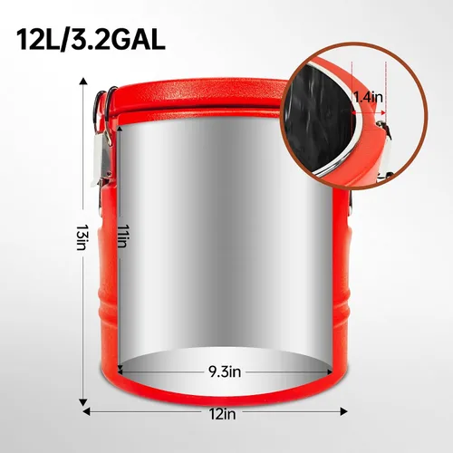 Miniatura 7 de Dispensador de bebidas aislado de 12 litros, dispensador de bebidas frías y calientes con interior de acero inoxidable 304, enfriador de agua