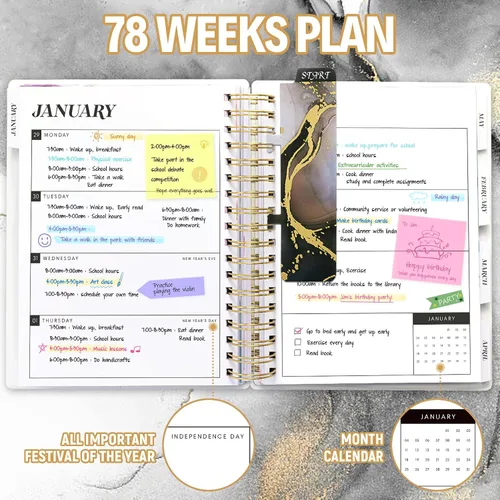 Miniatura 5 de Agenda 2026-2027, agenda académica grande de 18 meses diaria semanal y mensual, agenda anual de enero de 2026 a junio de 2027, 7.9" x 9.8", pestañas