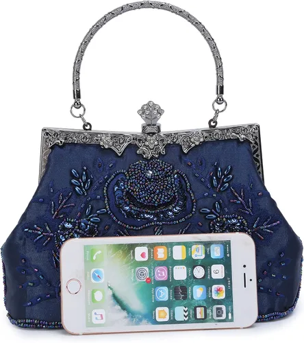 Miniatura 4 de UBORSE Bolso de noche con lentejuelas bordadas para mujer grande para boda fiesta estilo vintage
