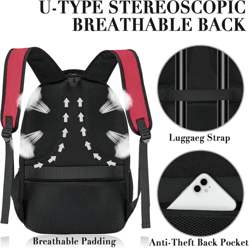 Miniatura 4 de Mochila de Viaje para Laptop para Mujeres y Hombres, Mochila Escolar para Adolescentes con Puerto de Carga USB, Mochila Universitaria Impermeable