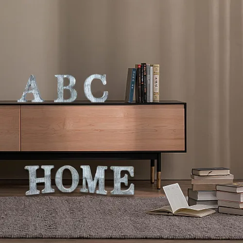 Miniatura 5 de Letras de madera rústica sin terminar de 4 pulgadas para decoración de pared, letras decorativas de pie en rodajas, decoración de tablero