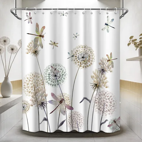 Miniatura 76 de Cortina de ducha floral para primavera y verano, flores silvestres, flores y mariposas, decoración de baño, tela impermeable con ganchos, 70
