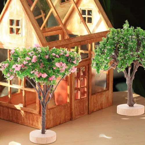 Miniatura 4 de 4 piezas de modelos de árbol en miniatura, árboles de simulación de plástico para paisajes en miniatura, accesorios de mesa de arena, modelos