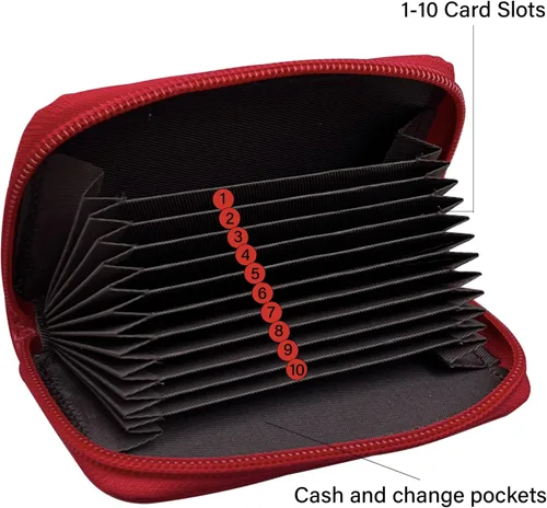 Miniatura 11 de Tarjetero RFID de bolsillo con ventana para ID, piel genuina, S, Negro