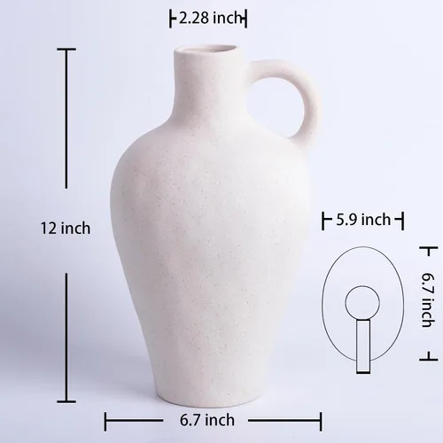 Miniatura 7 de BlossoME - Florero de cerámica blanca de 12 pulgadas de alto para flores, hierba de pampas, decoración rústica bohemia moderna para sala de estar