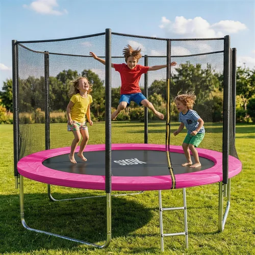 Miniatura 2 de SKOK Trampoline for Kids,400LBS Outdoor Trampoline with Net-ASTM Approved Trampoline for Children and Adults Rosa fuerte