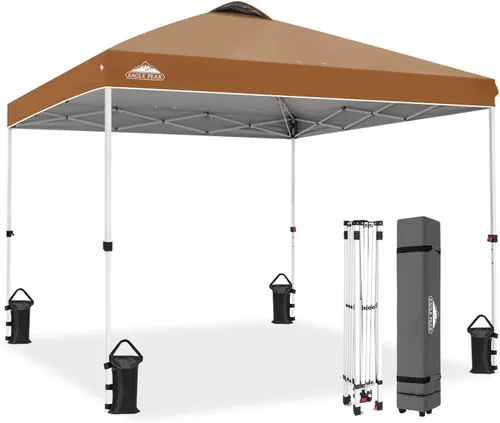 Miniatura 284 de EAGLE PEAK Tienda de campaña desplegable con bolsa de transporte con ruedas, 8 estacas, 4 cuerdas, 4 bolsas de peso, toldo de tienda de campaña