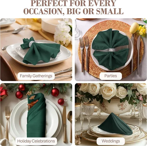 Miniatura 5 de Ultimate Textile -10 docenas - Reversible Shantung Satin - Majestic - Servilletas de tela Majestic de 17 x 17 pulgadas, color verde cazador