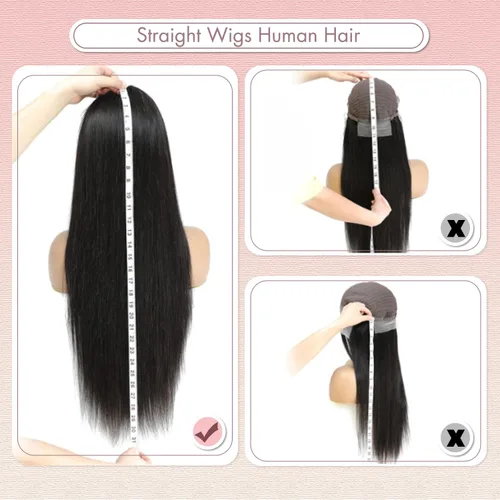 Miniatura 7 de Pelucas de cabello humano lacio con encaje frontal transparente HD de 36 pulgadas y 13 x 6 pulgadas para mujer, densidad 200, sin pegamento