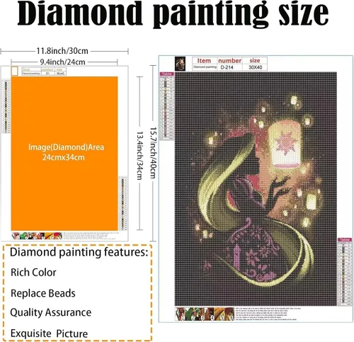 Miniatura 2 de Kit de pintura de diamante de princesa para adultos, kits de arte de diamantes 5D para adultos, arte de diamantes de princesa, kits de pintura
