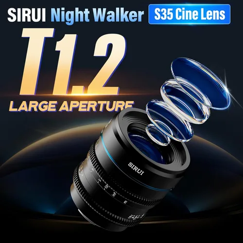 Miniatura 3 de Sirui Night Walker 35mm S35 Lente de enfoque manual Cine, lente de gran apertura T1.2 para cámaras E Mount, FX30, ZVE-10, A6500, A6600