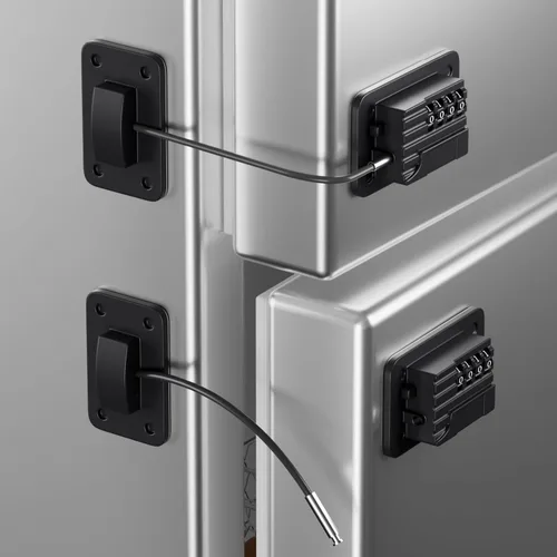 Miniatura 12 de RORMGO Paquete de 2 cerraduras para refrigerador, cerradura para refrigerador con protección de alambre de silicona, cerraduras para nevera