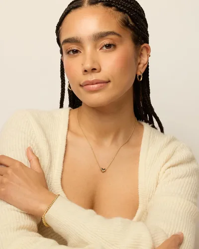 Miniatura 9 de PAVOI Collar de corazón chapado en oro de 14 quilates con circonita cúbica Bonitos collares con colgante de amor delicado para mujer