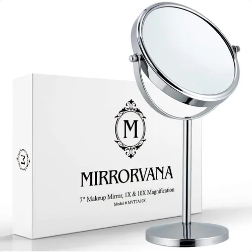 Miniatura 9 de MIRRORVANA Espejo de maquillaje con aumento 10X en soporte redondo para mesa, escritorio de tocador de dormitorio y encimera de baño, espejo