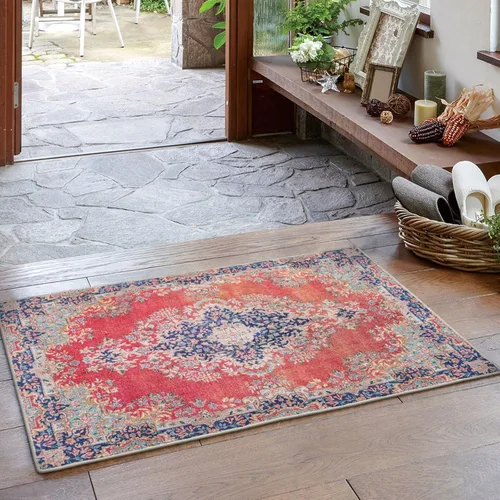 Miniatura 18 de DECOMALL Alfombra lavable de 2 pies 6 x 9 pies, alfombra para pasillo con respaldo de goma, antideslizante para cocina Rojo rosa