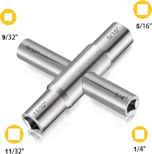 Miniatura 2 de Hanpex Llave de llave Sillcock de 4 vías, 1/4 pulgadas, 9/32 pulgadas, 5/16 pulgadas, 11/32 pulgadas, se adapta a la mayoría de Sillcock, llave
