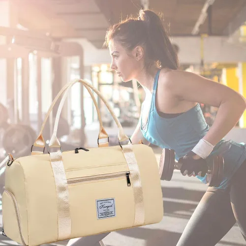 Miniatura 65 de Bolsa de gimnasio con bolsillo húmedo, bolsa de viaje plegable para mujer, bolsa de viaje impermeable para viajes, gimnasio, yoga