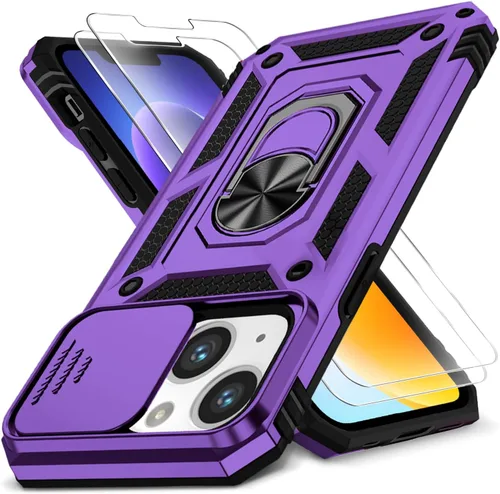 Miniatura 17 de Funda HakkTaoo para iPhone 13/iPhone 14 de 6.1 Pulgadas con Funda Deslizante para Cámara + Protector de Pantalla (2 Paquetes), Funda Protectora a