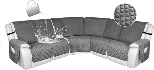 Miniatura 64 de HDCAXKJ Fundas de sofá seccional reclinable 100% impermeable, forma de L, funda de sofá reclinable lavable acolchada suave para mascotas, perro