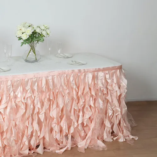 Miniatura 9 de Efavormart - Falda de mesa de tafetán de sauce rizado de 14 pies para cocina, comedor, catering, boda, fiesta de cumpleaños, eventos, color rubor