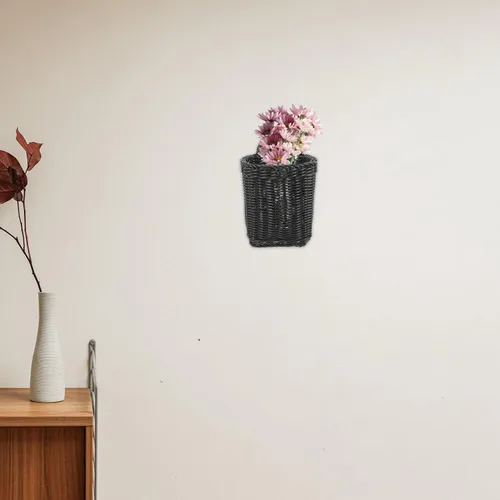 Miniatura 8 de Cabilock Organizador de cesta tejida para colgar en la pared para cocina y baño, mango decorativo de imitación de ratán para plantas, frutas