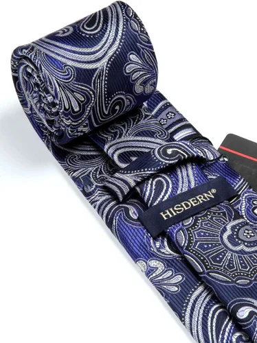 Miniatura 104 de HISDERN Corbatas para hombre, corbata de cachemira y bolsillo cuadrado tejido clásico floral para hombre, corbata de fiesta de boda